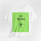 God Speakss Unisex Jersey short sleeve tee with green design and cross graphic.
