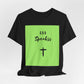 God Speakss Unisex Jersey short sleeve tee with green graphic design on a black background.