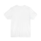 Back view of God Speakss Unisex Jersey in white, showcasing the classic tee design and soft cotton fabric.
