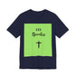 God Speakss Unisex Jersey in navy with green graphic featuring text and cross design.