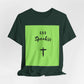 God Speakss Unisex Jersey short sleeve tee in vibrant green and black with ribbed knit collar.