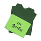 God Speakss Unisex Jersey short sleeve tee in vibrant green and black with ribbed knit collar.